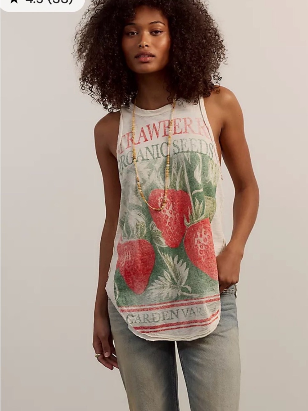 Free People We The Free Rosie Graphic Tank. NWT. Strawberry
